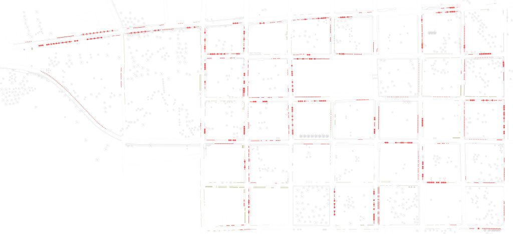 Trottoirs de Santa Ana, plan des plantations, Aceras del Casco Histórico de Santa Ana, LDB Arquitectura