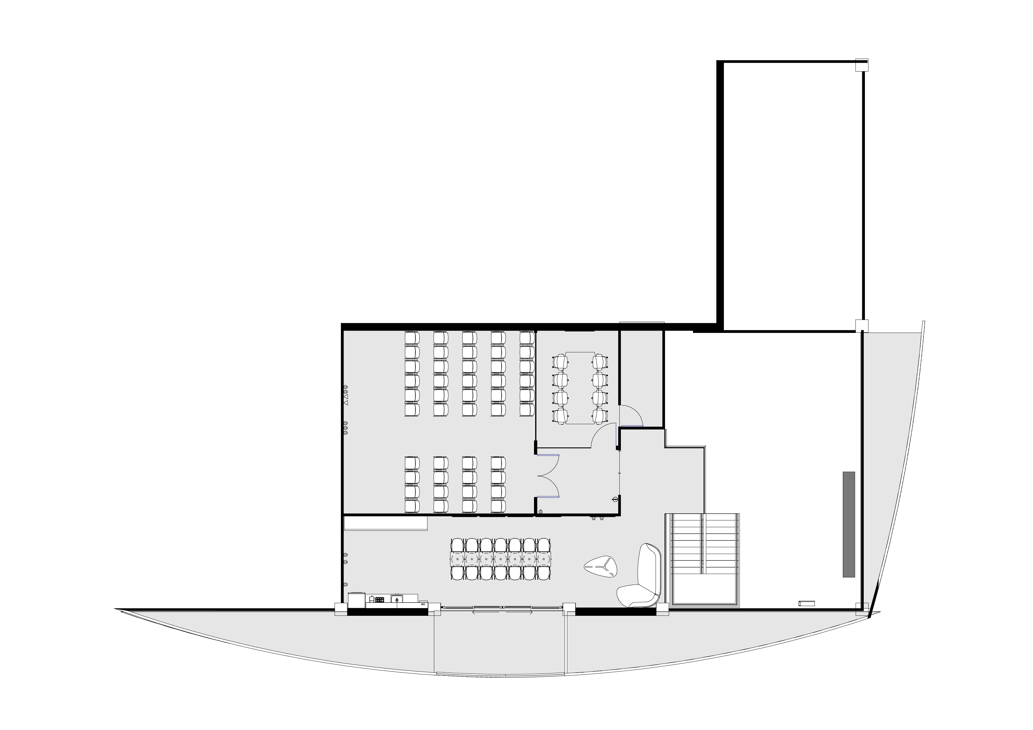 Findasense, plan du niveau 2, auditorium et salles de réunion fermées