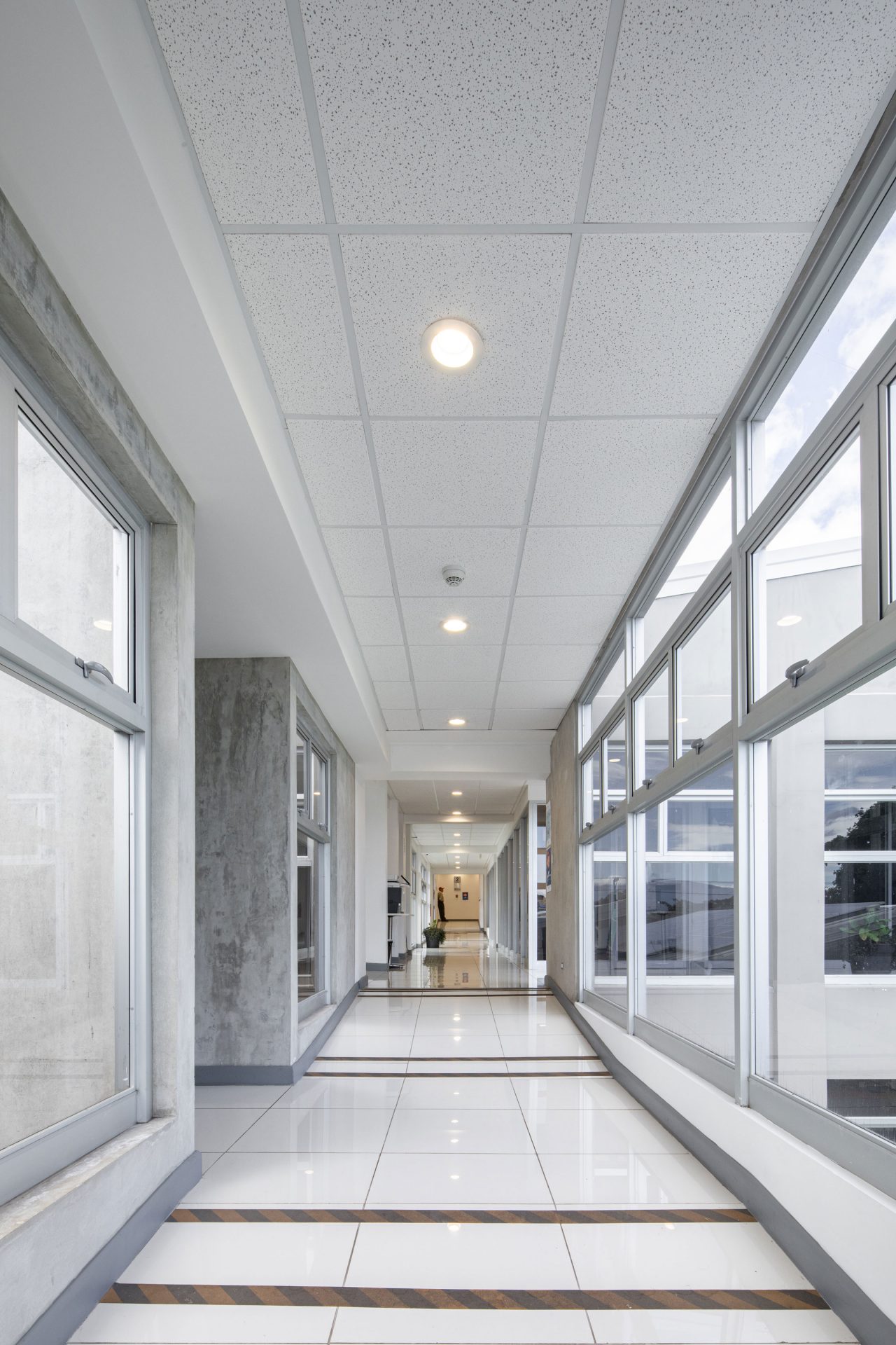 Municipalidad de Santa Ana con patios y jardines que conectan tres edificios históricos mediante diseño sostenible y accesible.