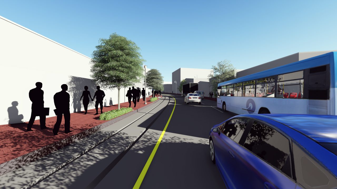 Paseo La California con mobiliario urbano e iluminación