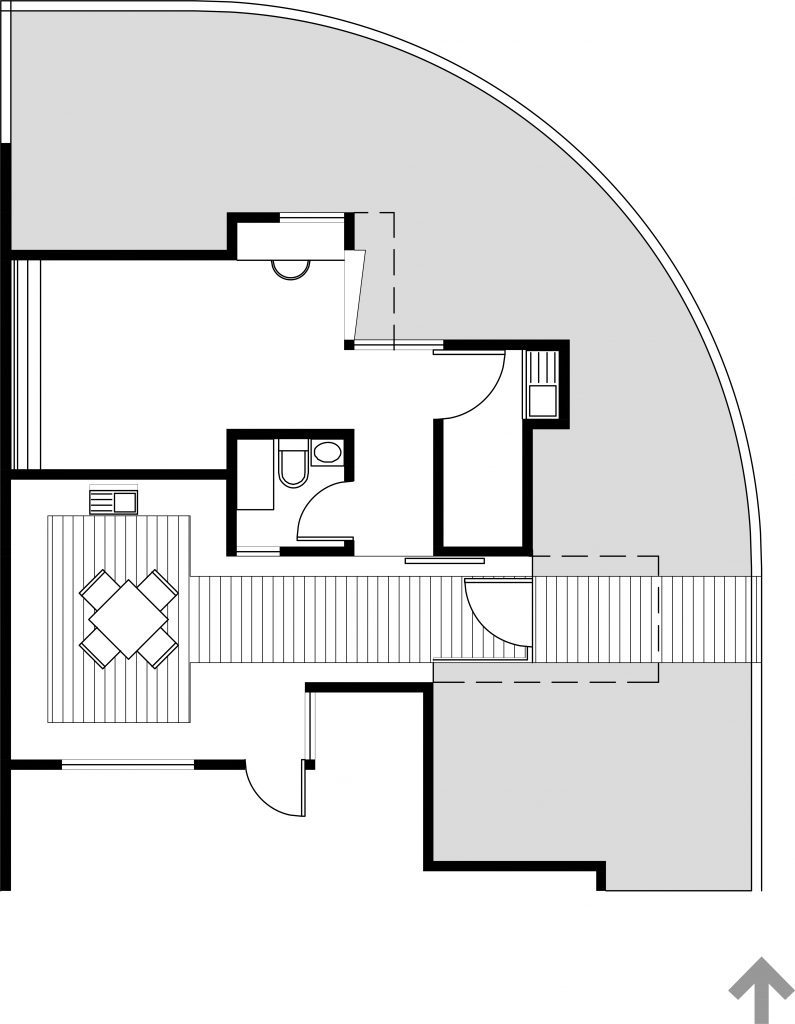 Estudio Zermak, planta del nivel 1, estudio y patio interior