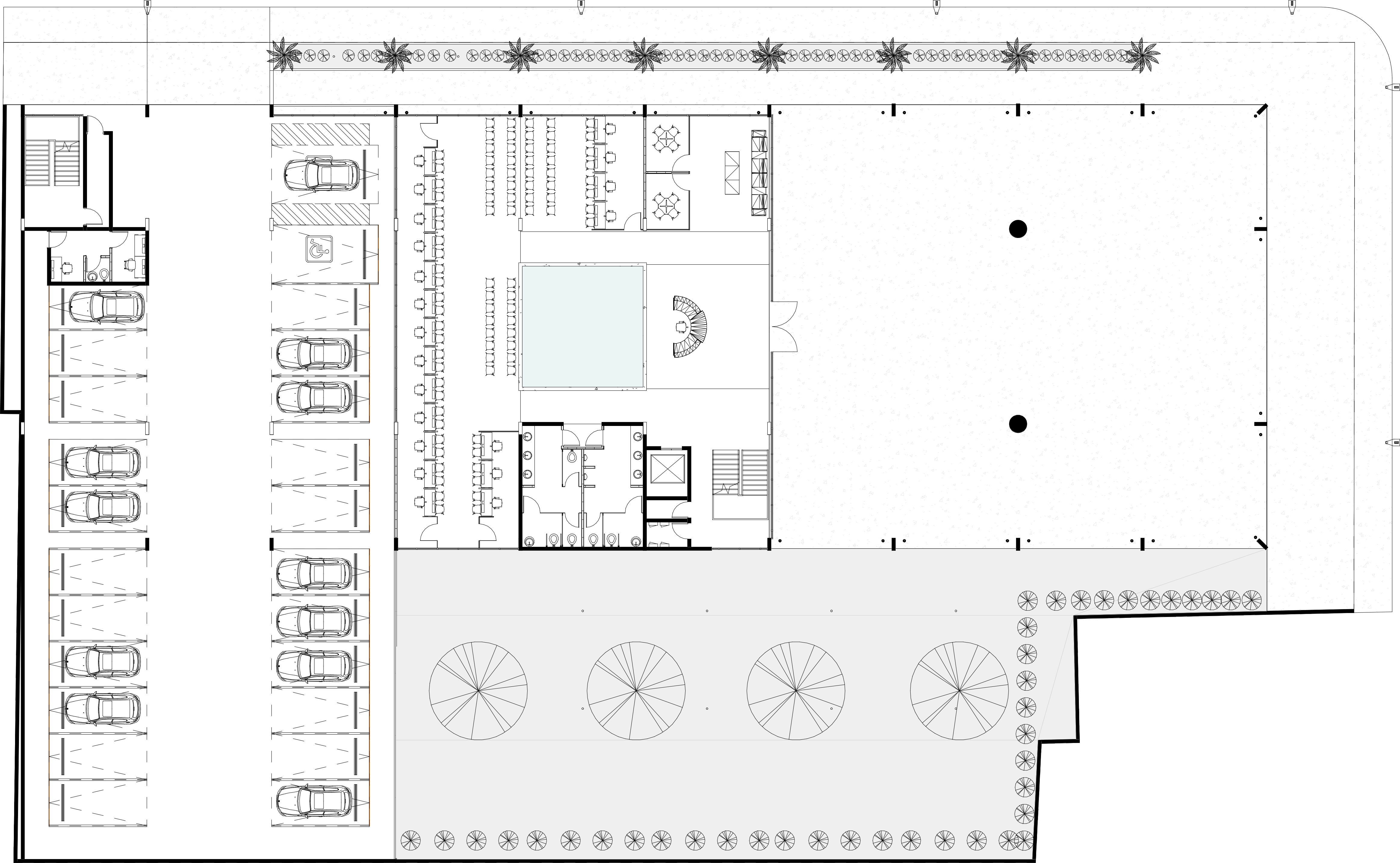 Municipalidad de Pococí, plan du niveau 1, hall d'accueil du public et cours