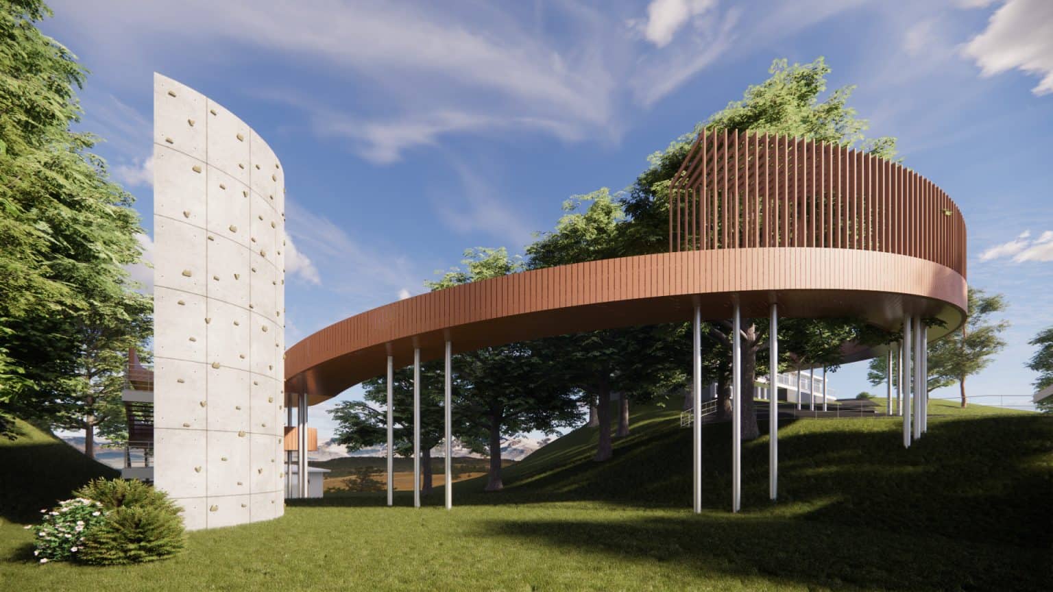 Tourism Development in Tres Ríos, climbing wall and bridge