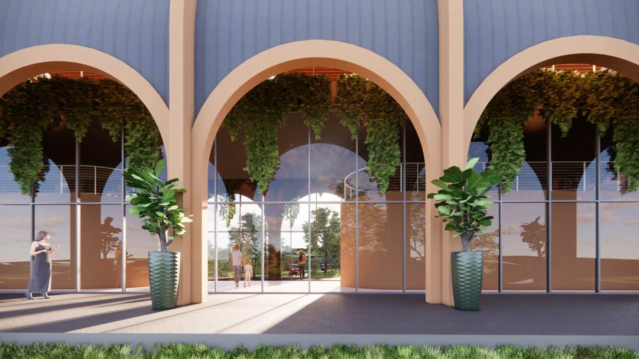 “Conjunto turístico en Sarapiquí integrado al paisaje natural con hotel, capilla, canopy y lago.”