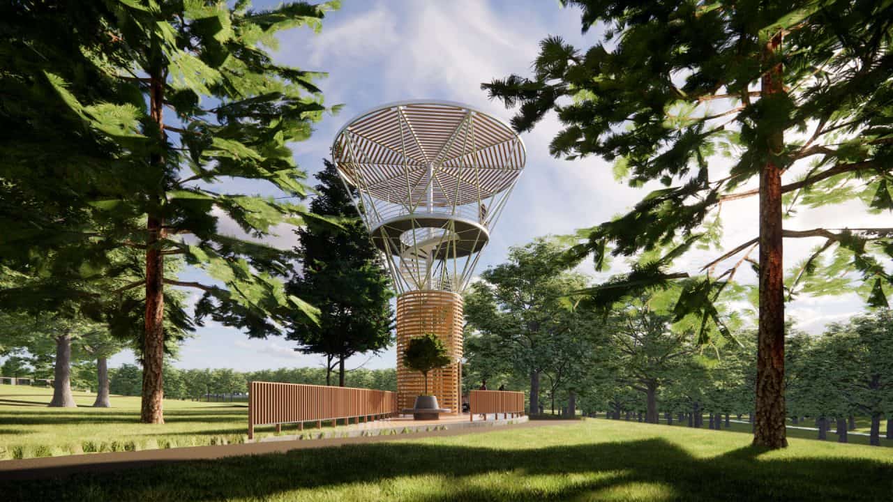 “Conjunto turístico en Sarapiquí integrado al paisaje natural con hotel, capilla, canopy y lago.”