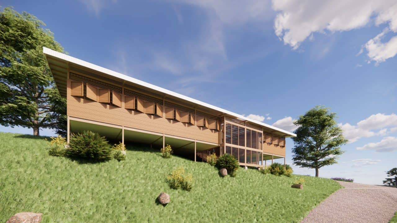 Centro comunitario en zona cafetalera del sur del Valle Central con diseño sostenible