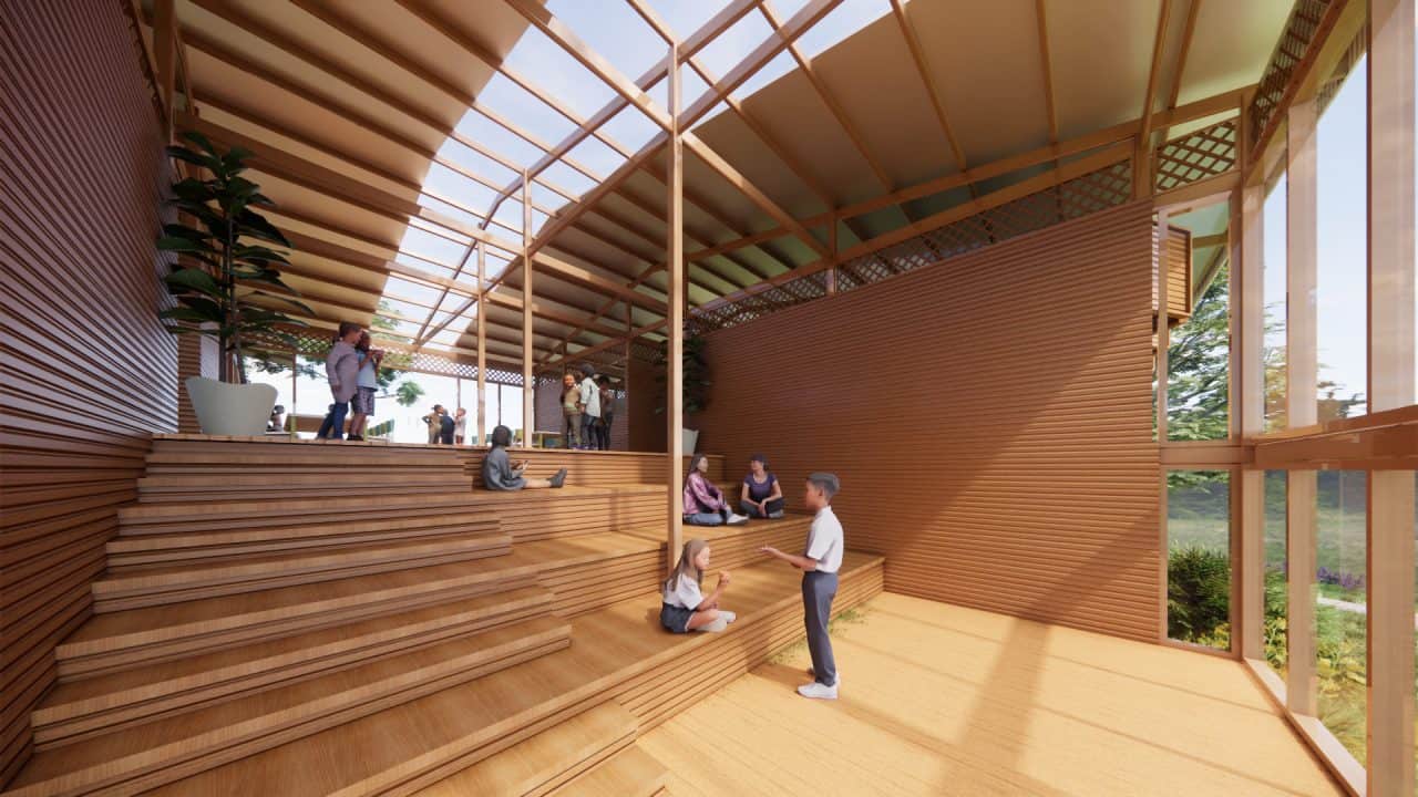 Centro comunitario en zona cafetalera del sur del Valle Central con diseño sostenible