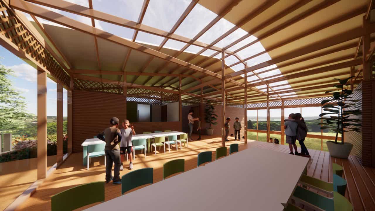 Centro comunitario en zona cafetalera del sur del Valle Central con diseño sostenible
