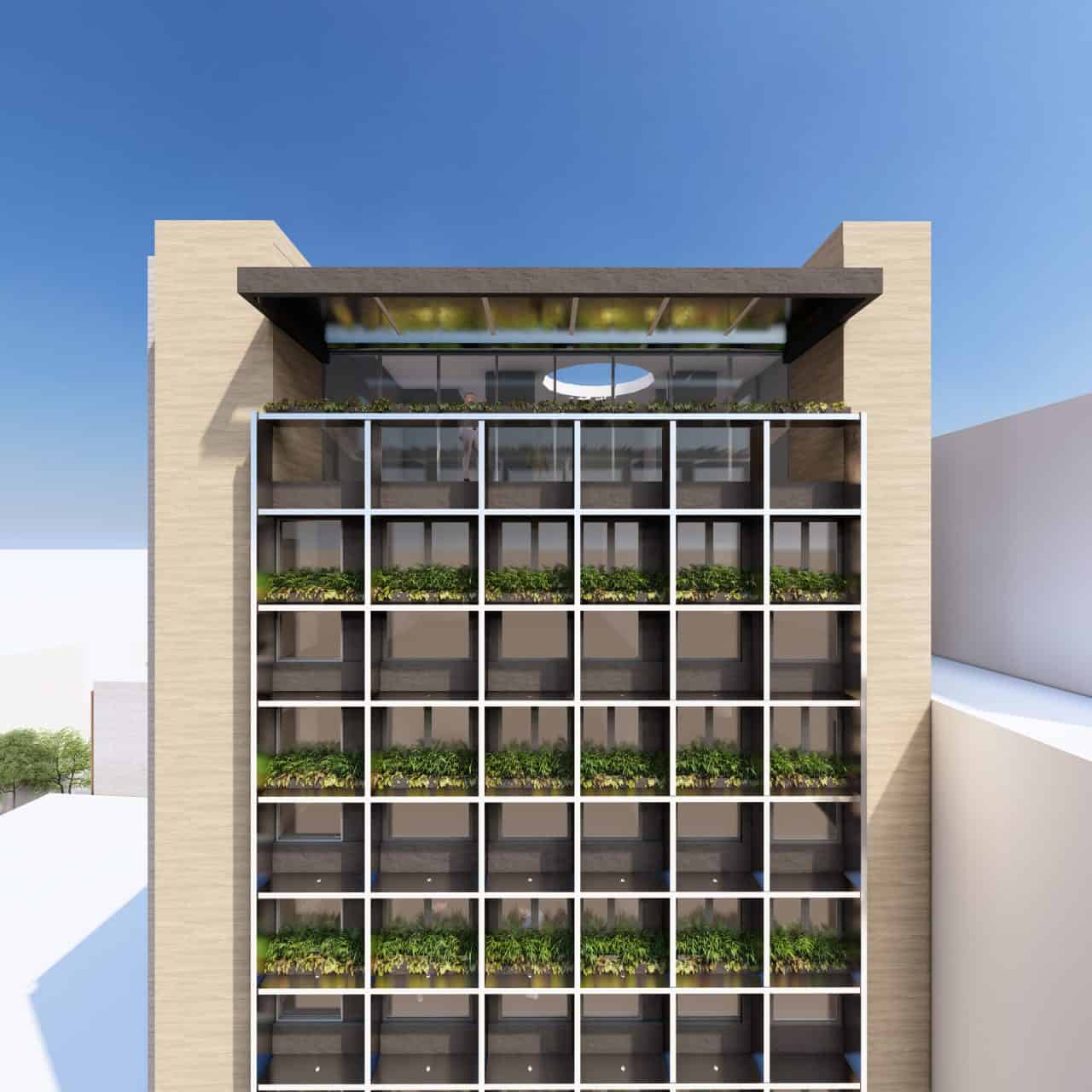 Fachada del edificio Torres en Barrio Amón