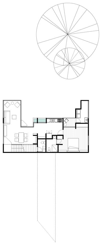 Casa en Granadilla, planta del nivel 1, estar, cocina y servicios