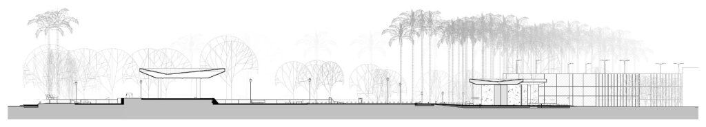Parque Central de Guápiles, sección, quiosco, plazas y arborización del parque