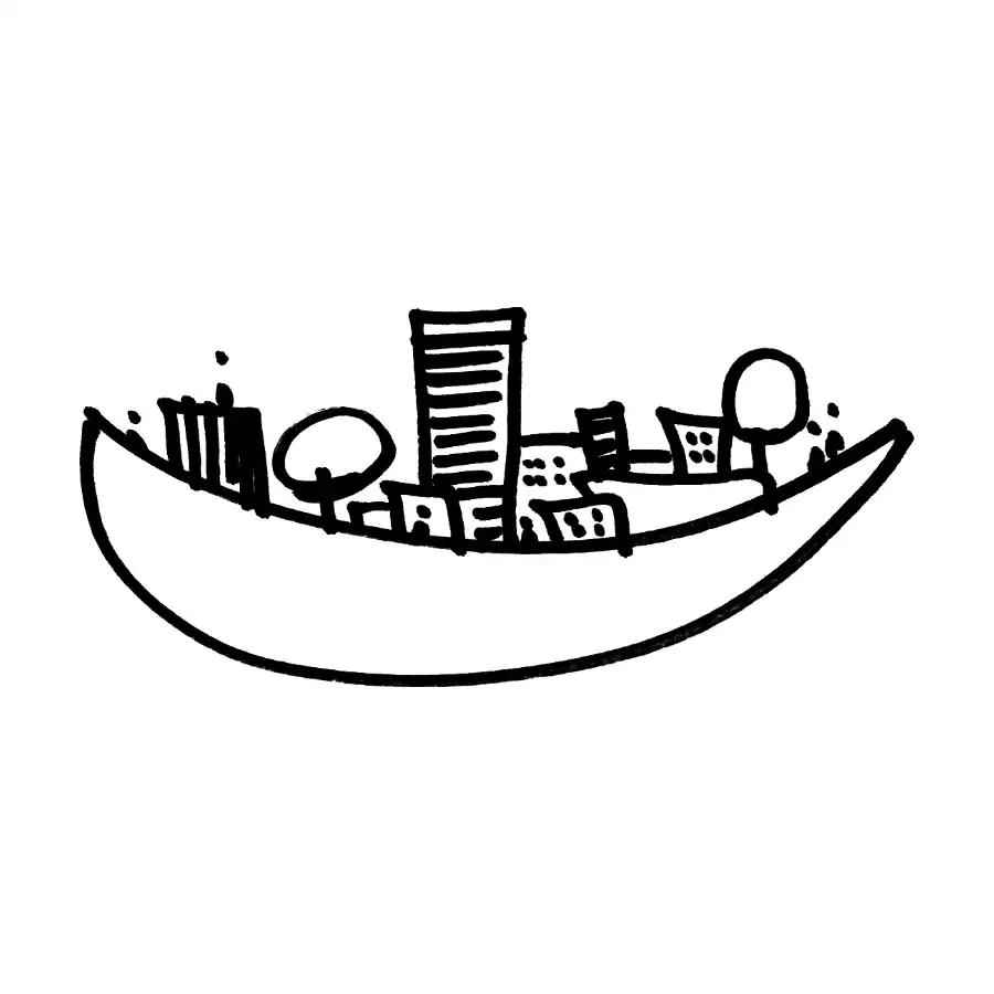 Croquis del concepto Ensalada de frutas urbana